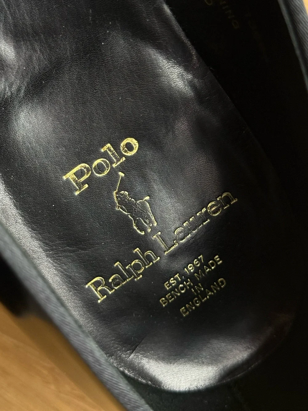 Rare Polo Ralph Lauren Benchmade England Tuxedo Pumps Black Leather 9.5 D